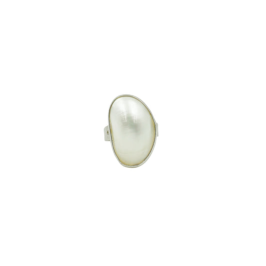 WHITE JADE SYNTHETIC ADJUSTABLE RING