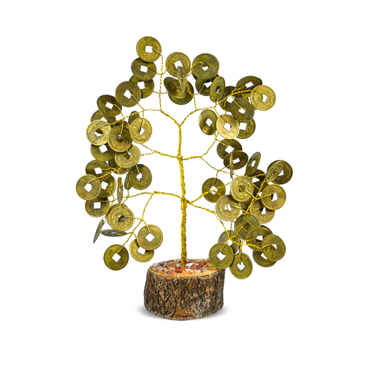 GOLDEN COIN TREE WITH 8INCH WOODEN STAND